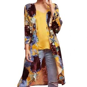 Floreat Anthropologie Aurelia Velvet Burnout Floral Kimono O/S